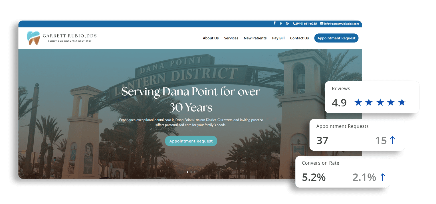 Web design for Vivid Family Dental